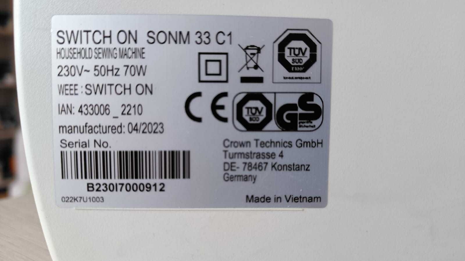 Maszyna do szycia SWITCH ON SONM 33 C1
