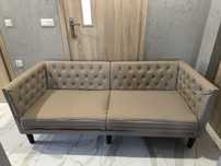 Nowa Sofa Chesterfield, 2-os., cappuccino, sztuczna skóra, kanapa