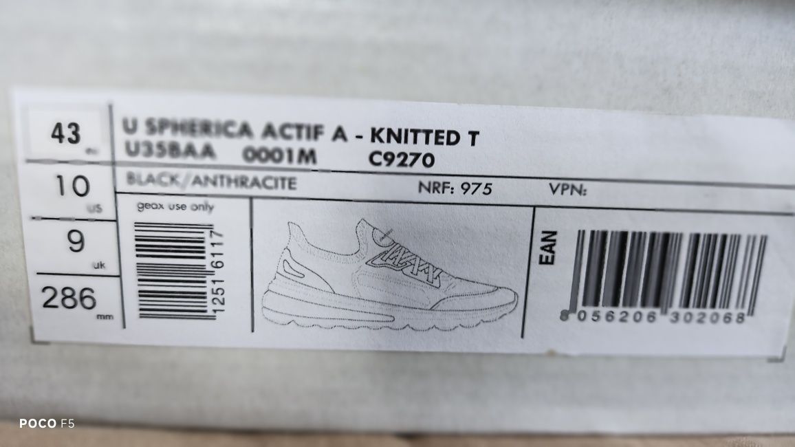 Geox Spherica Actif czarne sneakersy rozm 43