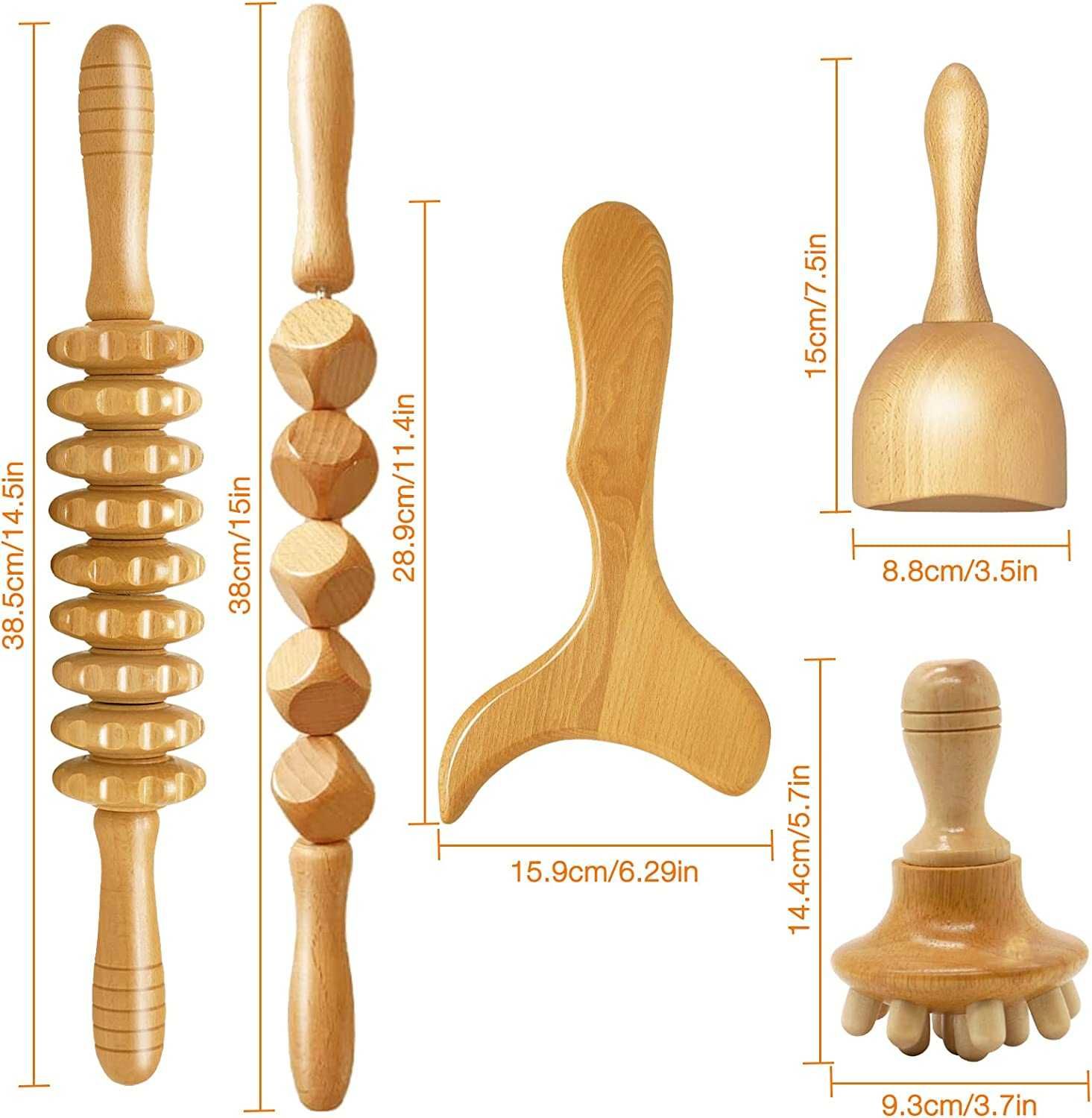 Kit 5 Peças de Maderoterapia Drenagem Linfática e Massagem