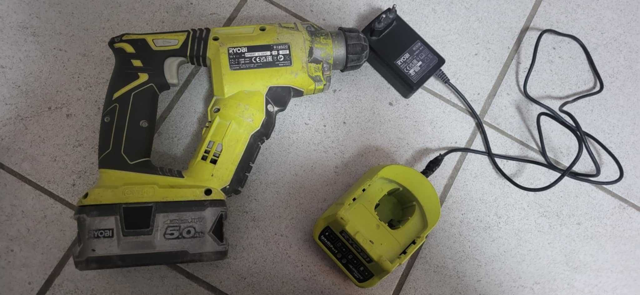 Ryobi Szlifierka kątowa R18AG Wiertarka udarowa akumulatorowa SDS+ 18V