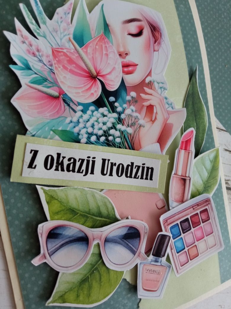 Kartka urodzinowa dla kobiety. Anturium.