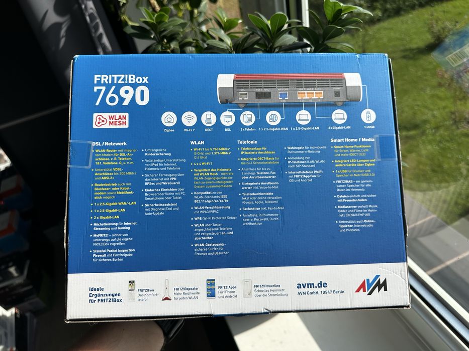 Router AVM FritzBox 7690 WiFi 7 Dual-band 5760 Mbit/s 3xRJ45 2xRJ11