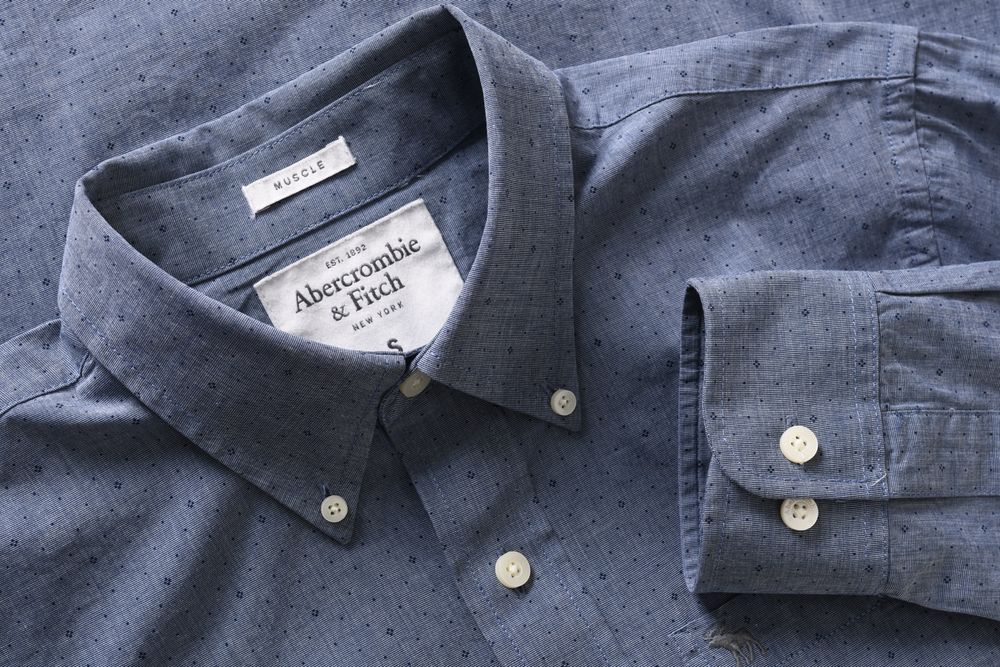 ABERCROMBIE MUSCLE stalowoniebieska koszula męska w rzucik S k 41