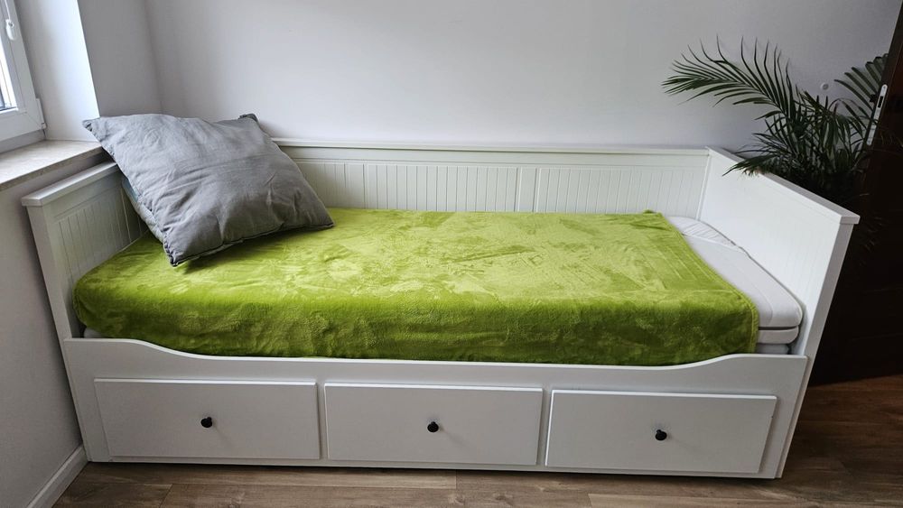 HEMNES Leżanka z 3 szufladami, 2 materace twardy, 80x200 cm