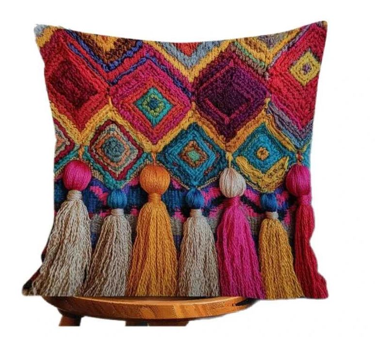 Orientalna poszewka na poduszkę boho chwosty wzory hippie