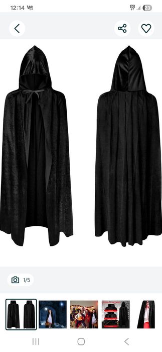 AOOWU Halloweenowa peleryna z kapturem