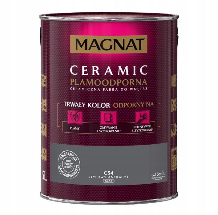 Farba Magnat Ceramic 5L C54 Stylowy Antracyt Plamoodporna NOWA