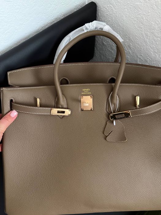 Сумка Hermes Birkin велика | шкіра | чорна, тауп, бежева