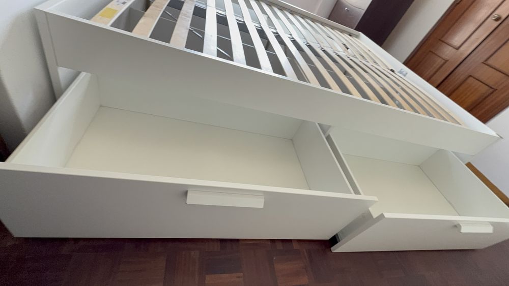 Cama Brimens c/arrumação, branco, 160x200 cm