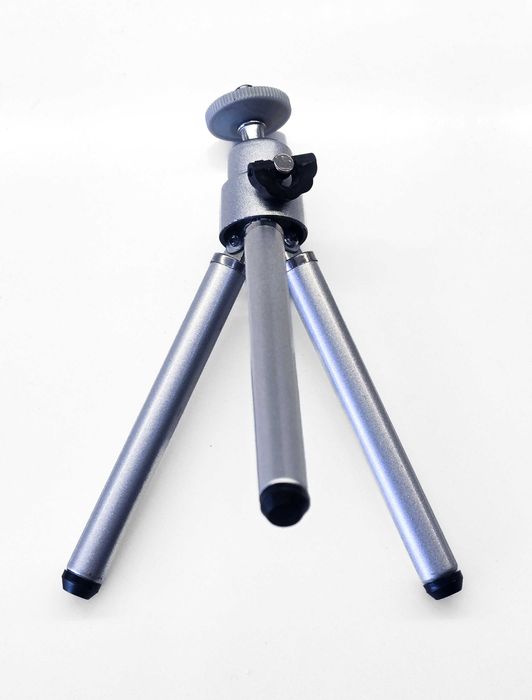 Mini tripé em alumínio com pernas extensíveis Smartphone/cameras