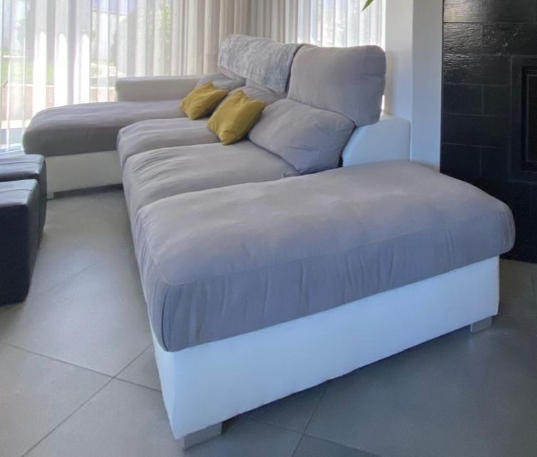 Sofá Cinza/branco extensivel