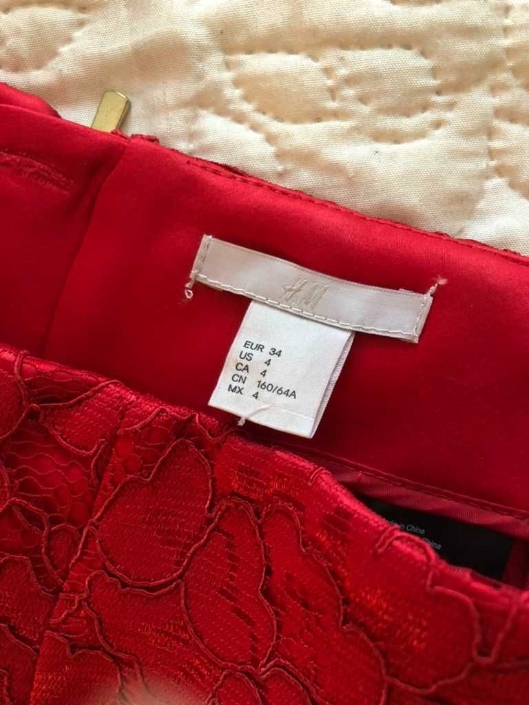Czerwona spódniczka H&M koronka sexy nowa 34/XS high quality