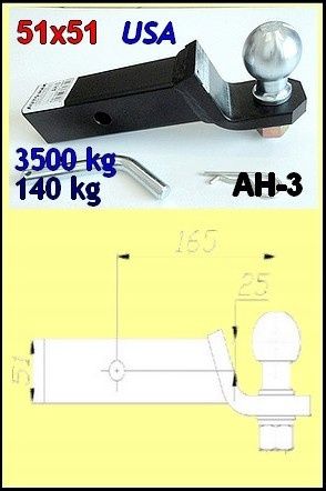 Hak Holowniczy Kula Haka Adapter USA AH-3 Auto Hak Słupsk 3500kg 51x51