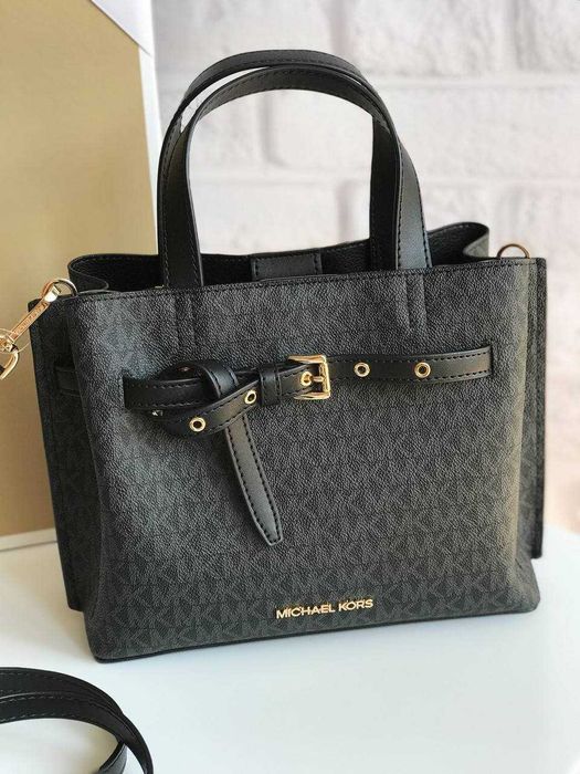 Жіноча сумка Michael Kors Emilia Small Logo Satchel чорна B 35H0GU5S1B