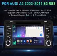 Radio FM RDS DAB+ Android WiFi DVD CD MP3 MP4 USB SD 4G GPS Audi 8P A3