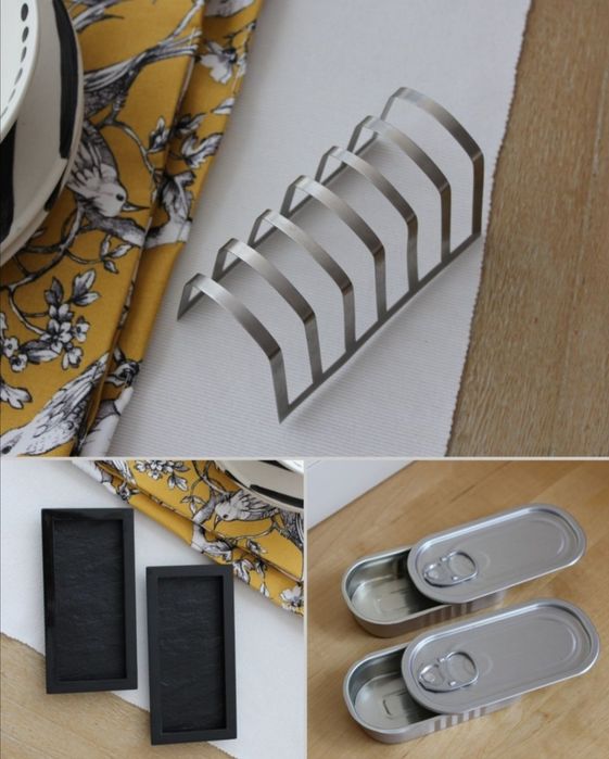 Artigos para mesa: porta torradas e pratos melamina ardósia, novos