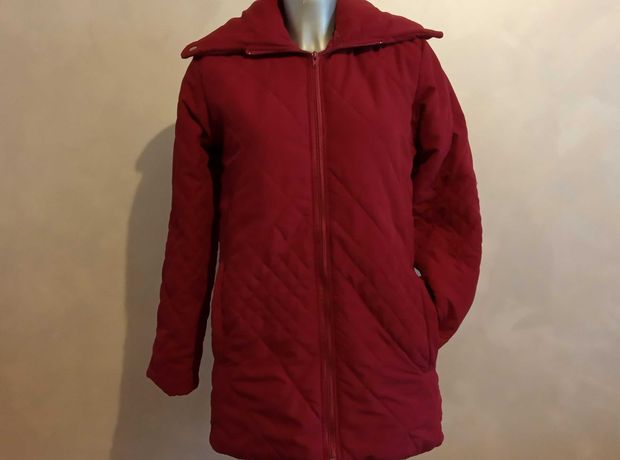 Стеганая зимняя куртка на синтепоне, бордовая, 46-48 р.