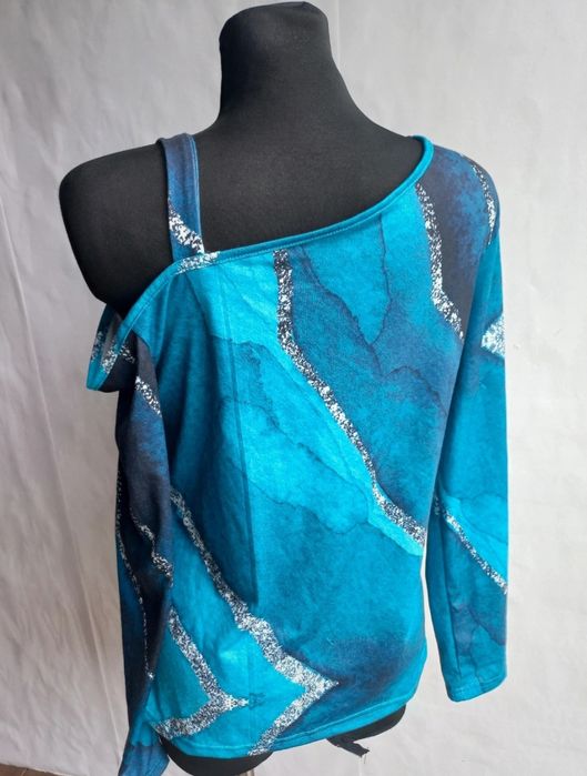 Bluzka odkryte ramiona turkusowa