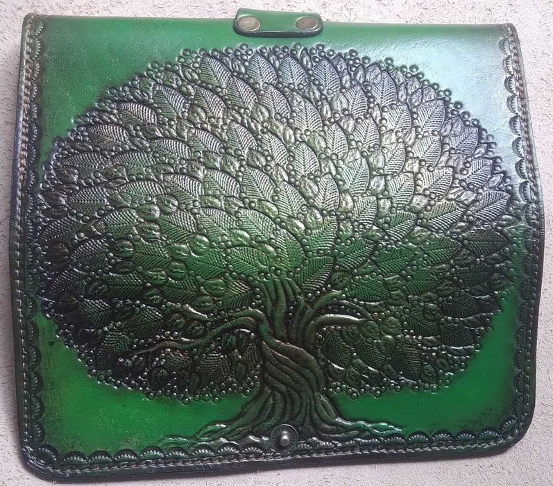 Гаманець шкіряний з вибитим візерунком вінтажний