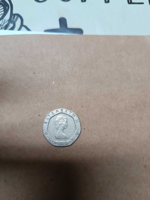 Moeda de 20 pence da rainha Elizabeth ll da Inglaterra de 1982