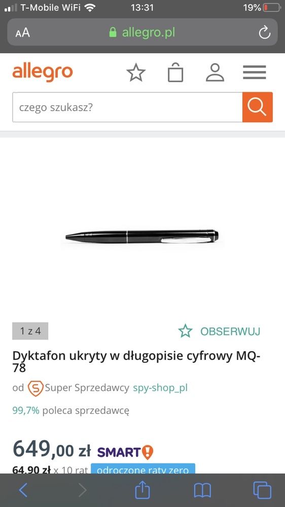 Mikro dyktafon w długopisie