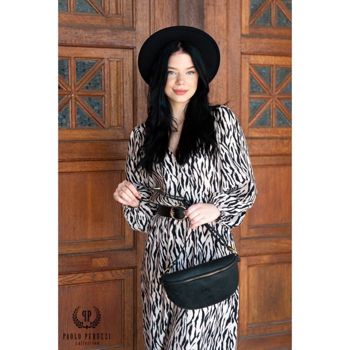 Skórzana saszetka na pas vintage Paolo Peruzzi T-36-BL