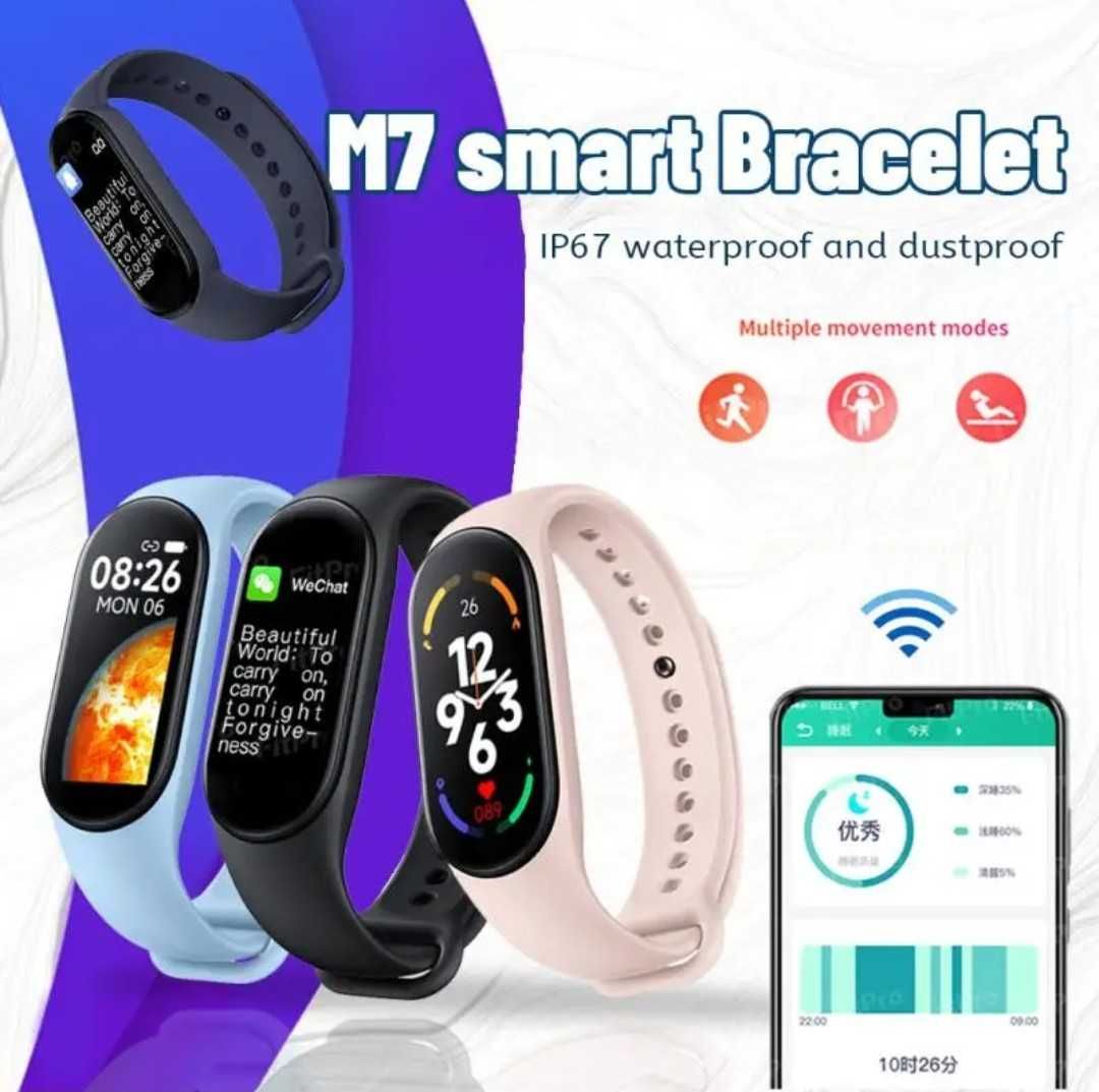 Zegarek Fitness Tracker M7 Smartband: Monitorowanie Tętna i Ciśnienia