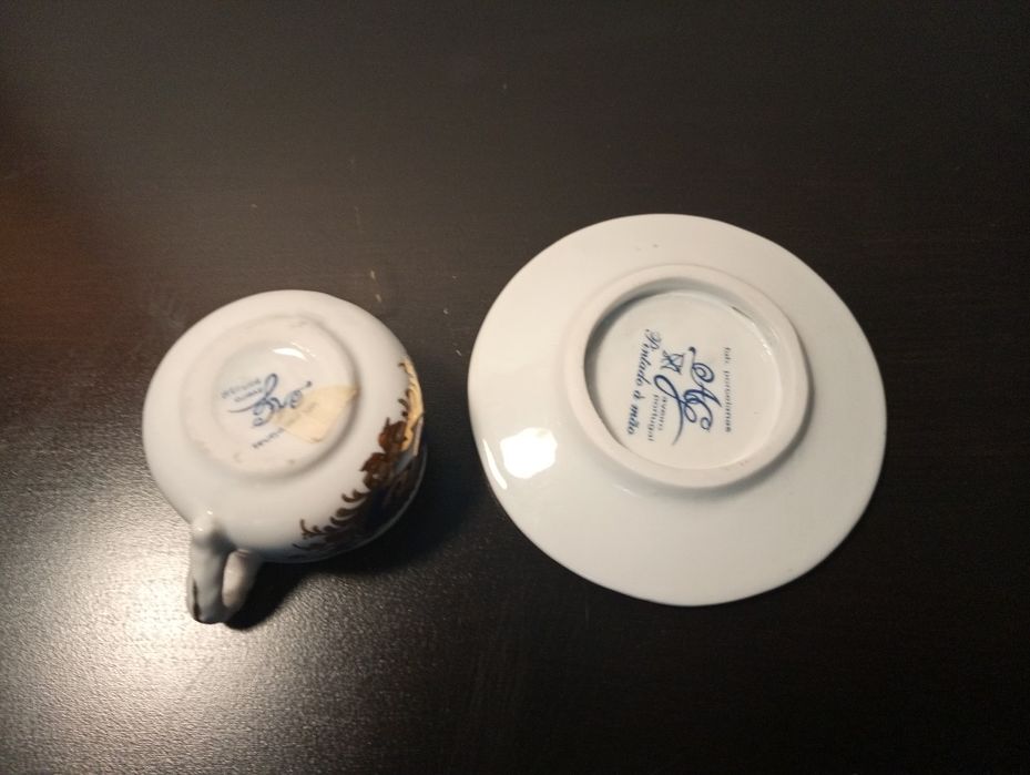 chavena e pires de porcelana de coleção -  Aveiro -  pintada a mão