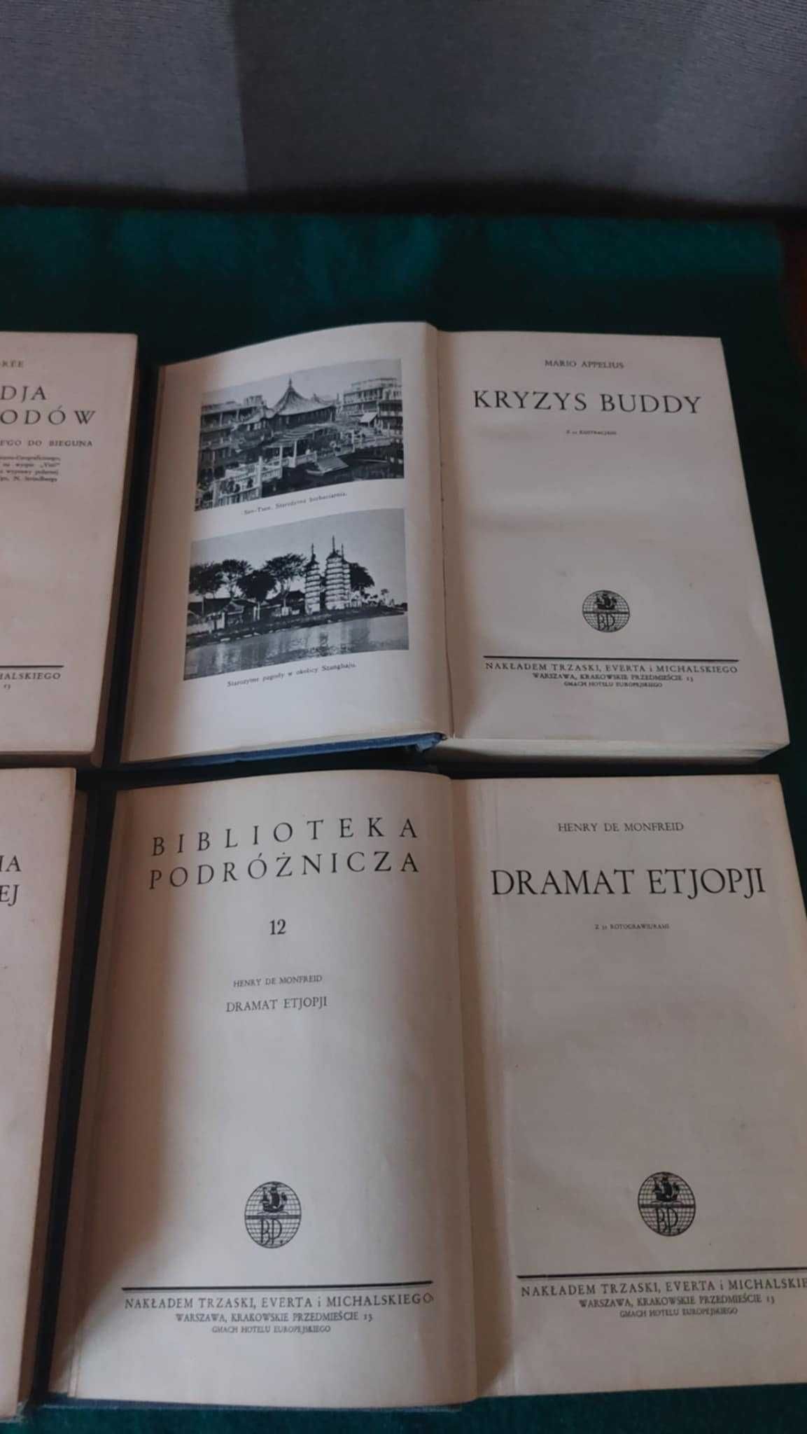 Biblioteka podróżnicza –6 starych woluminów, książek w twardej oprawie