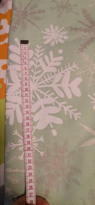 Obrus 190x120cm. Gruba Bawełna, Miętowy, gwiazdki, śnieżynki