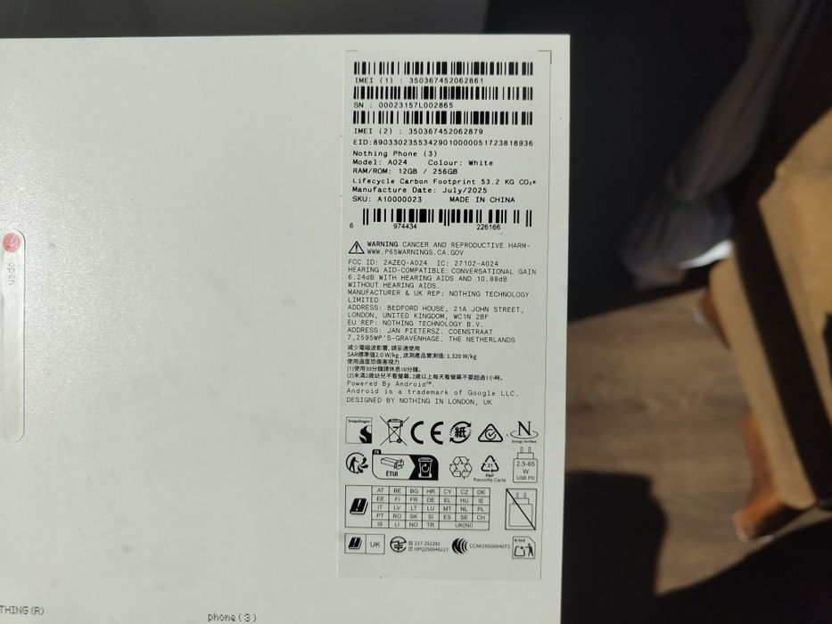 Nothing Phone 3 12/256GB biały | Nowy, zapakowany, gwarancja 24 msc