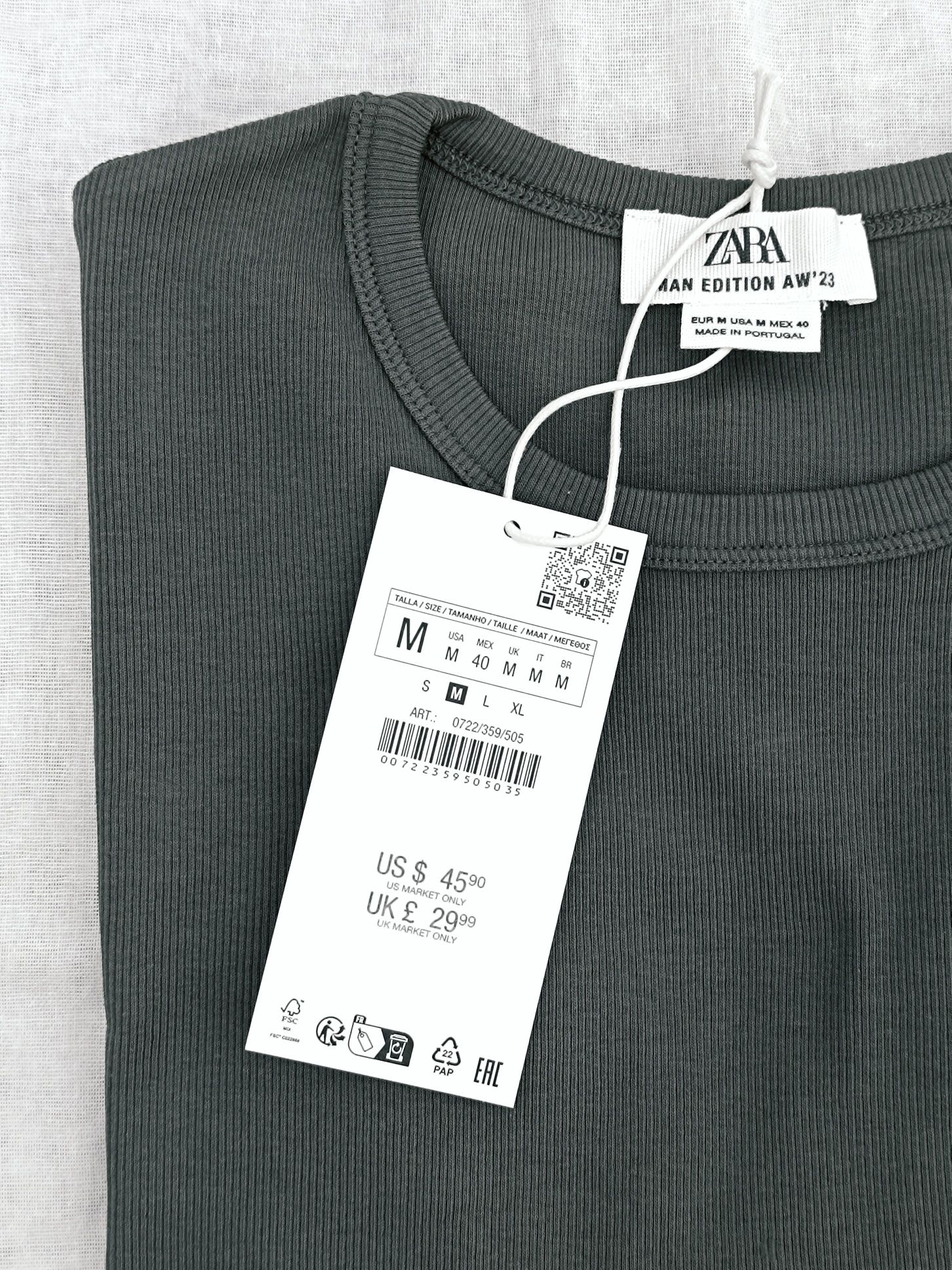 Bluzka męska z materiału w prążek z bawełny | Zara AW'23 M
