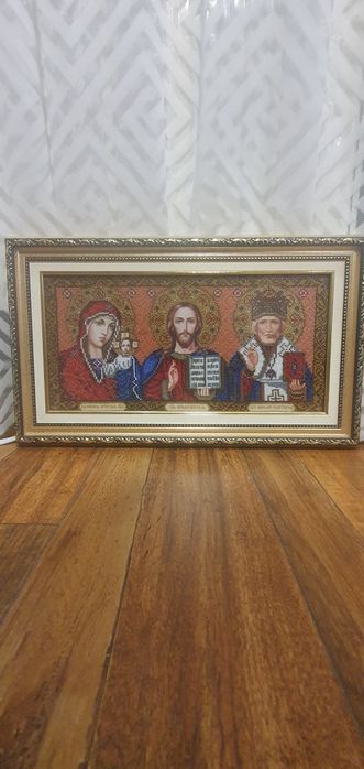 Образ з бісеру трьох святих