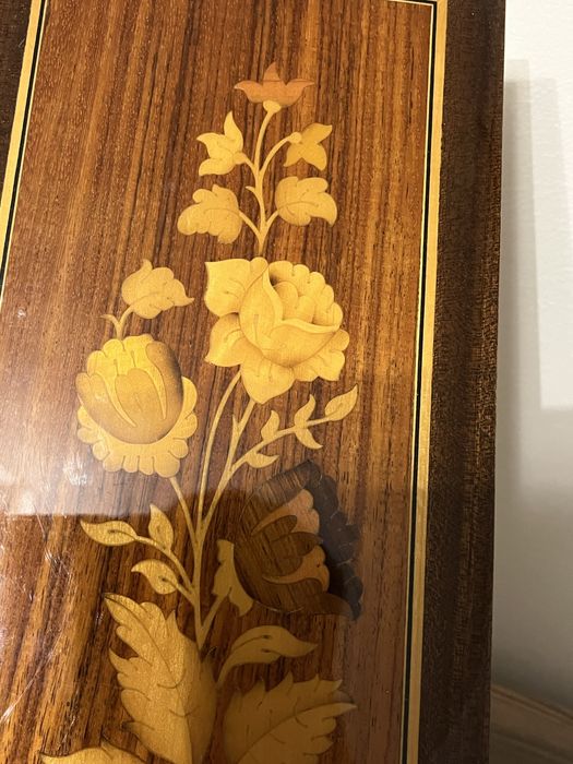 Obrazek zawieszka rękodzieło drewno intersjonowane vintage