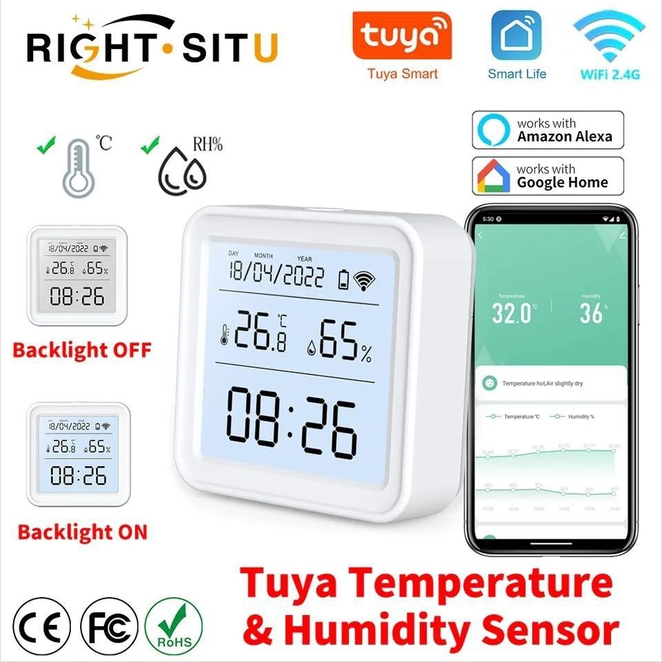 Tuya WIFI датчик температуры и влажности с дисплеем