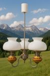 Lampa wisząca z ceramiki 3 klosze z czasów PRL POLAM