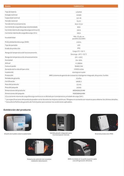 Bateria solar Felicity 16 kw, deye , growatt, vitron!!
