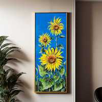 Картина  Соняшники Акрилові фарби ручна робота  холст  дсп  20*50 см