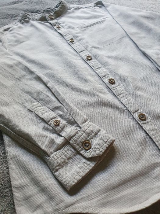 Koszula elegancka ze stójką bawełniana beżowa Zara Boys 116/122cm