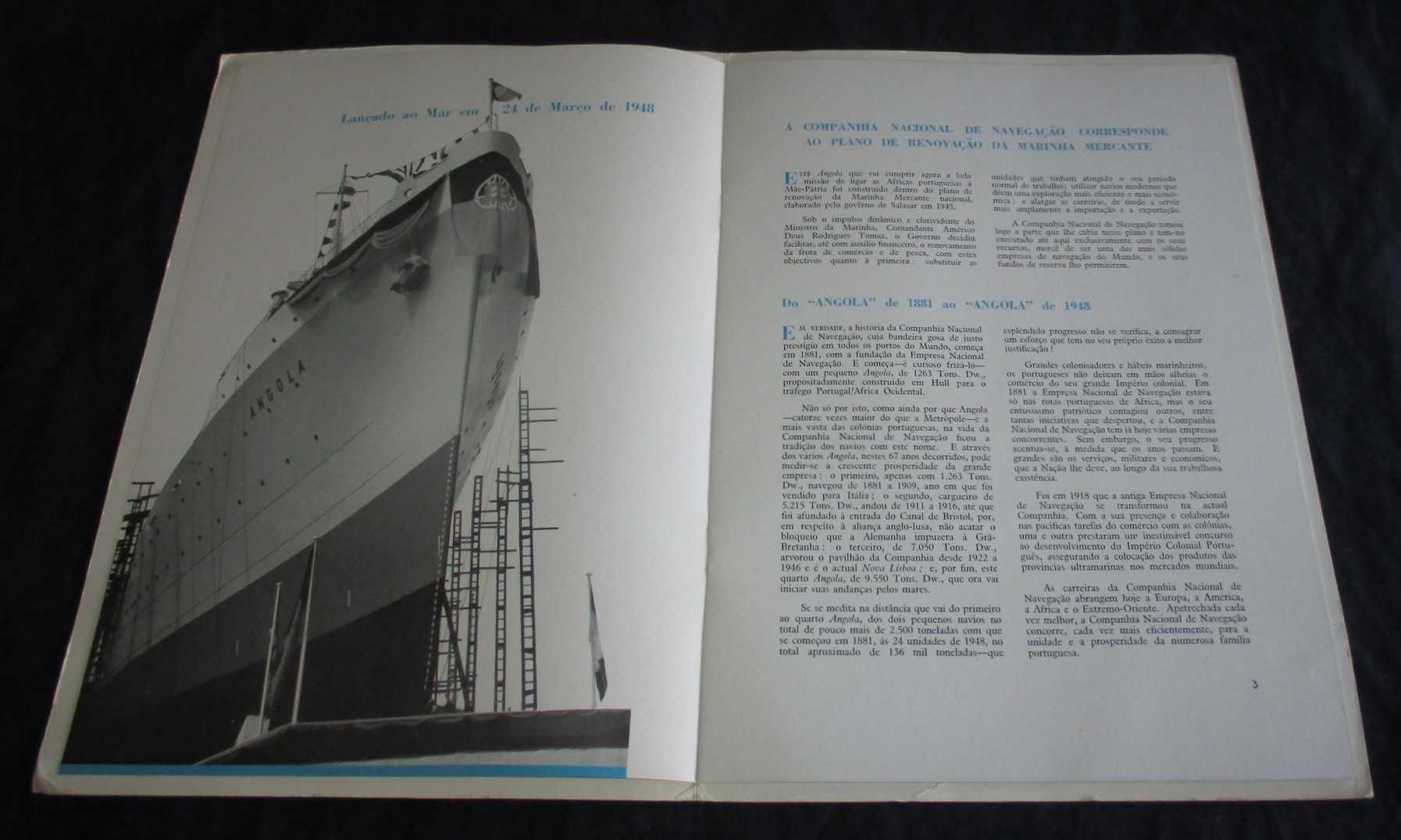 Folheto Companhia Nacional de Navegação Angola Paquete