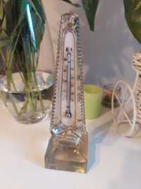 Zabytkowy kolekcjonerski termometr pokojowy oprawiony w kryształ