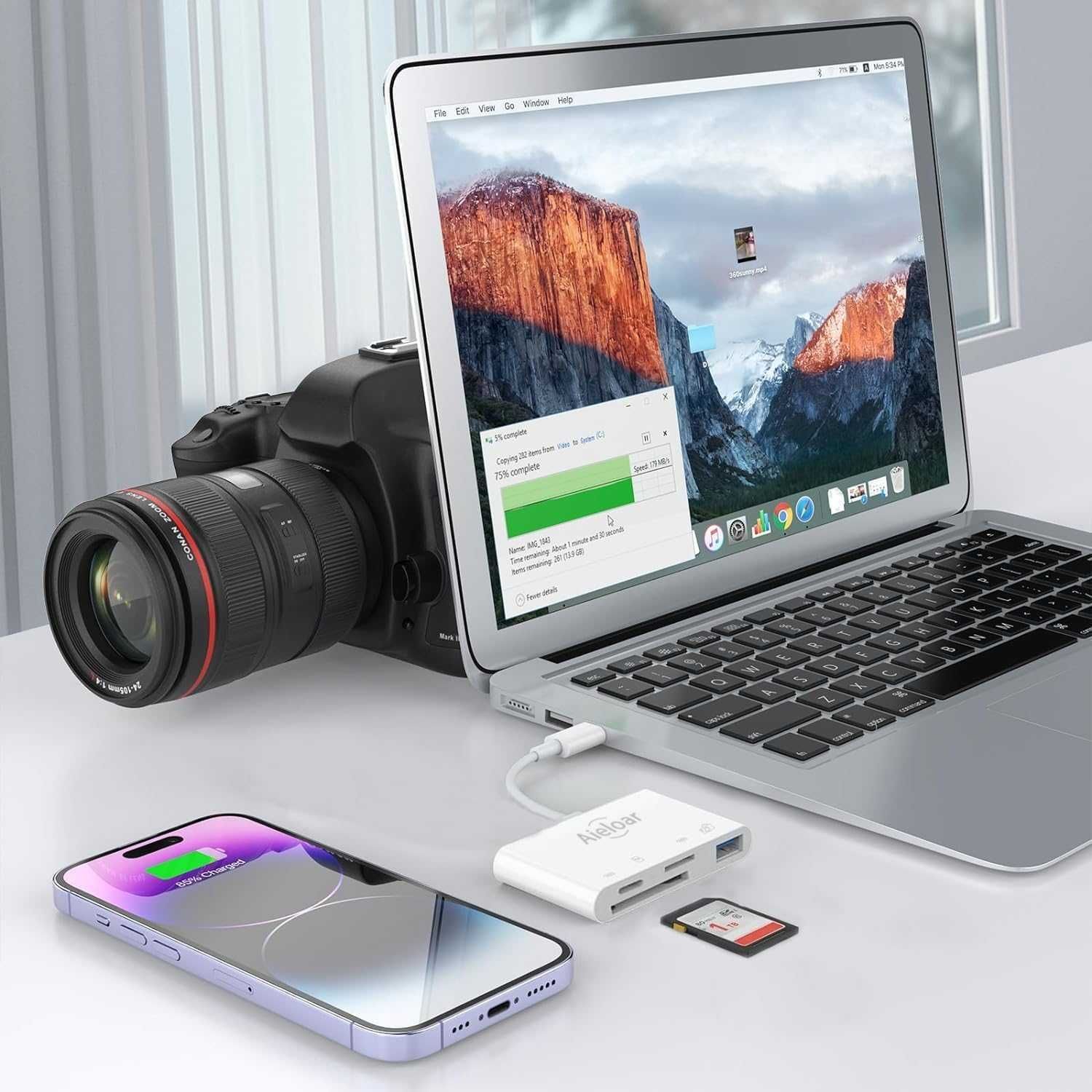 Czytnik kart USB C na SD, Aieloar 4 w 1 iPhone 15 Pro Max