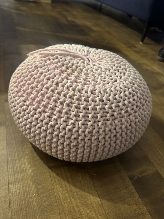 Pufa pleciona różowa i szara