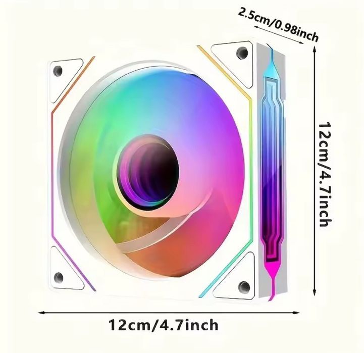 Корпусный кулер белый для ПК с ARGB подсветкой Prism 4 Pro 120м  ревер