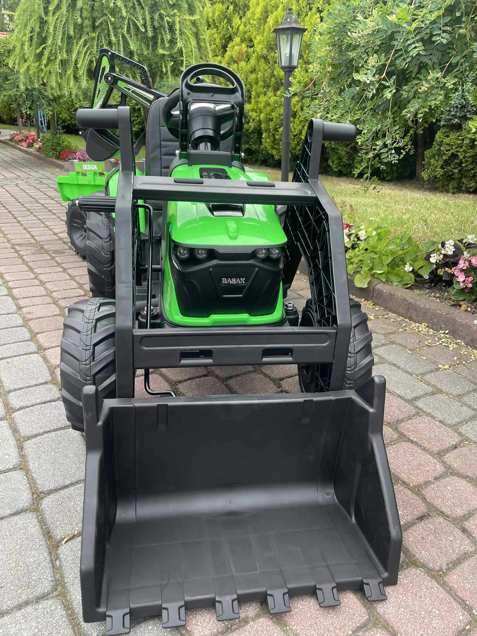TRAKTOR na Akumulator Dla Dzieci 400W 24V Przyczepka Spychacz Koparka