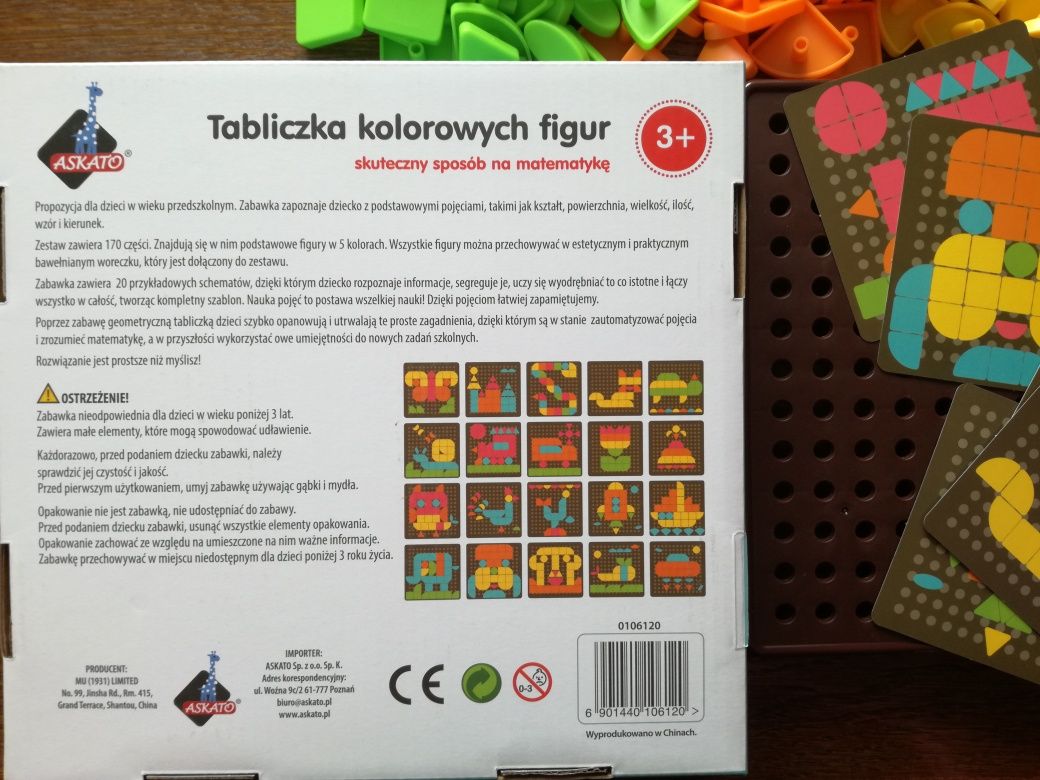 Zabawka edukacyjna, kreatywna, tabliczka kolorowych figur, matematyka