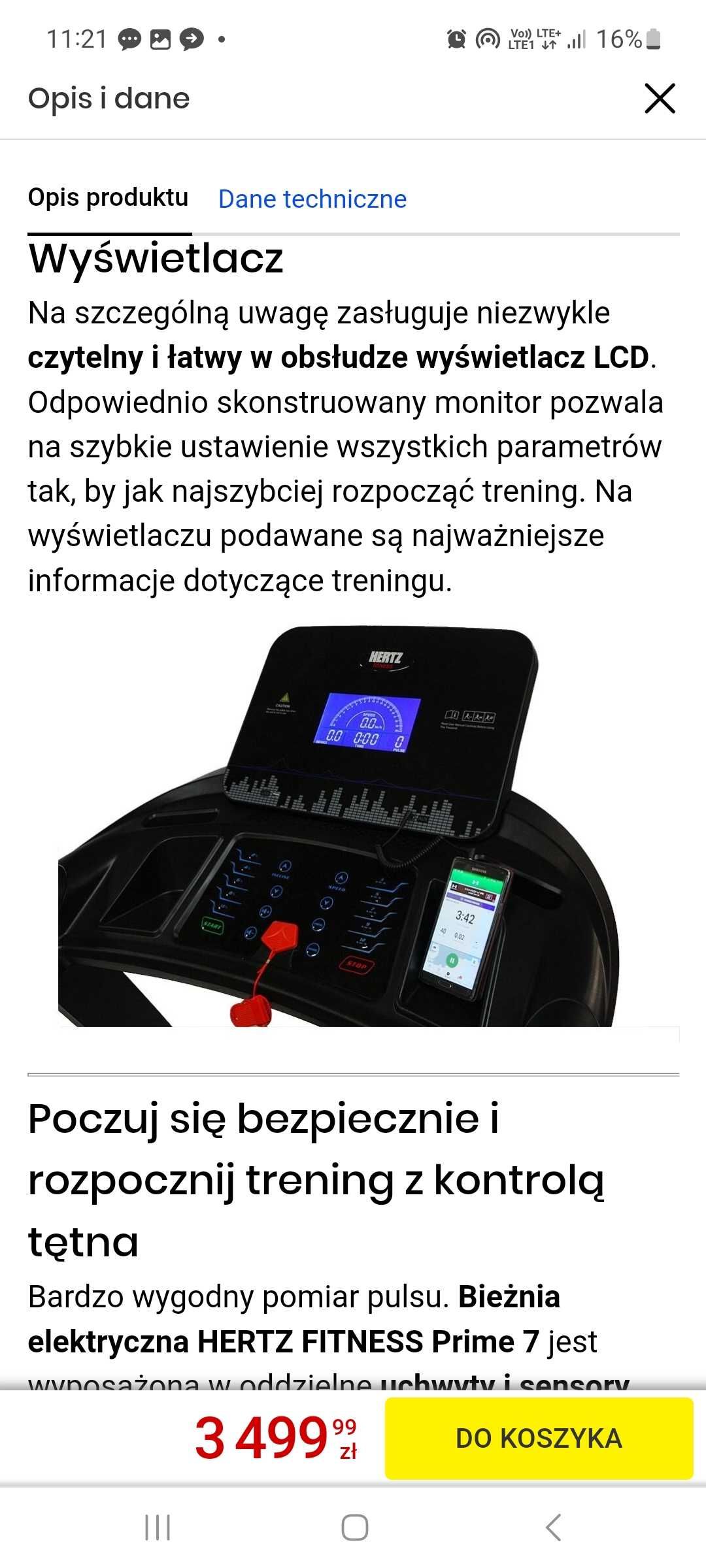 Bieżnia elektryczna HERTZ FITNESS Prime 7