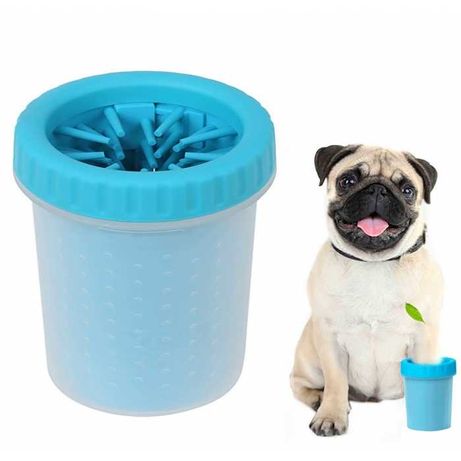 Лапомойка для собак | стакан для мытья лап животных 11 см голубой