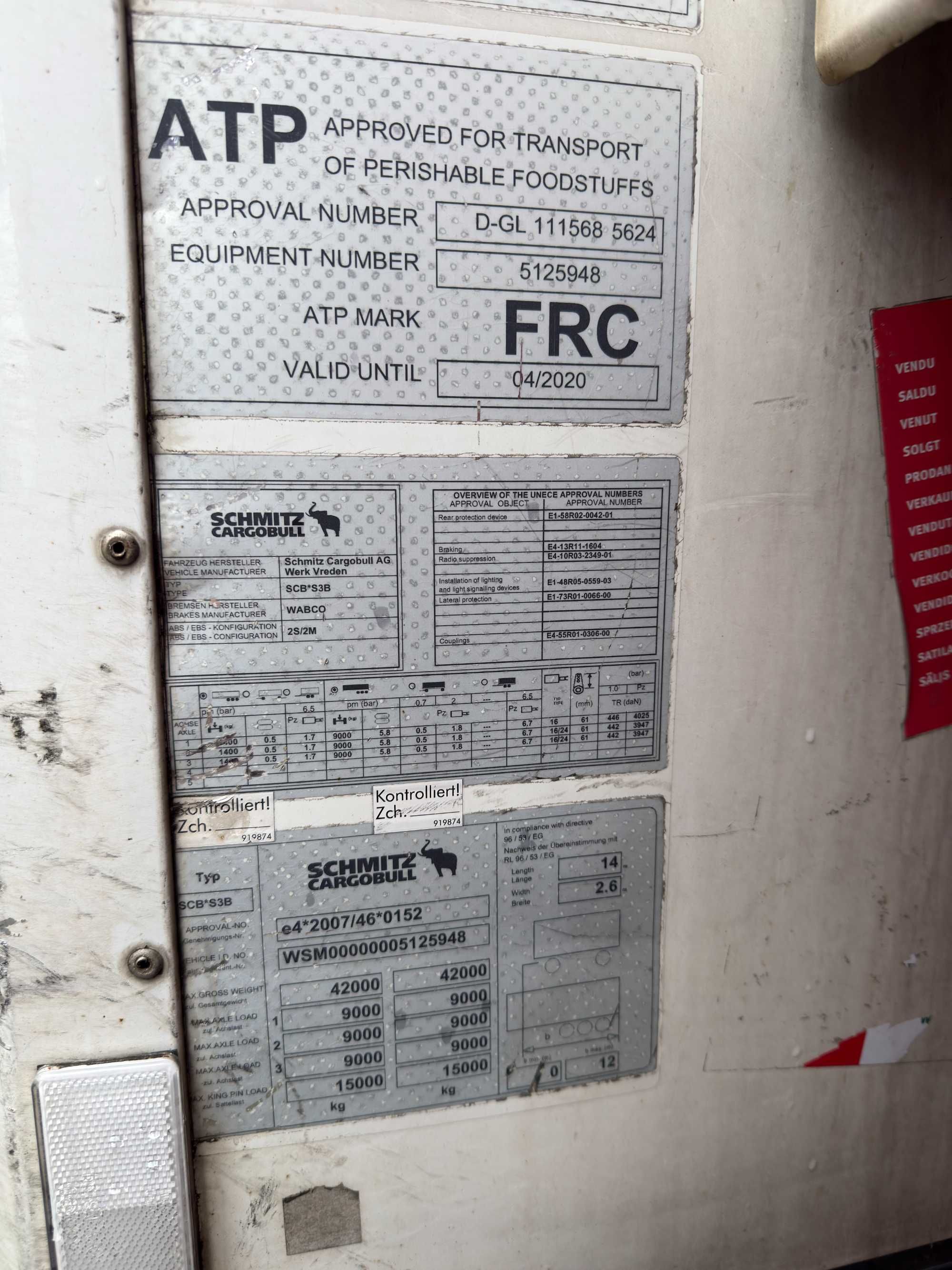 Рефрижератор Schmitz Carrier Vector 1550, FRC до 2026 року